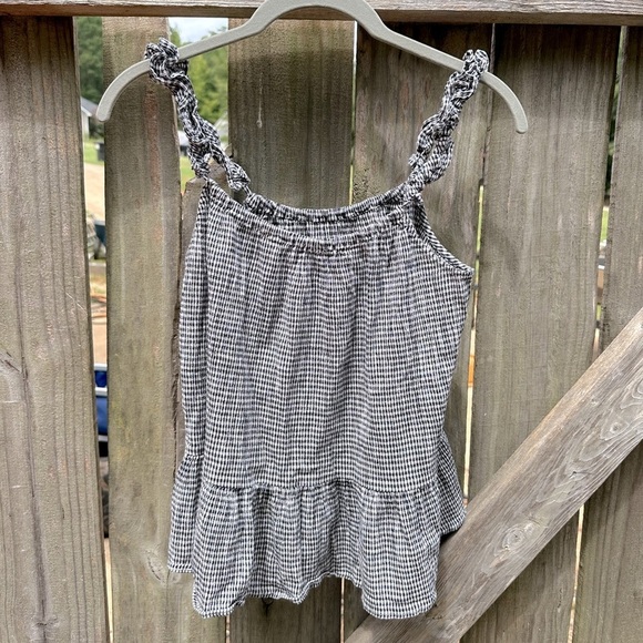 Madewell Ruffle-Strap Loose Fit Cami Top in True Black Miniature Gingham - Picture 6 of 11